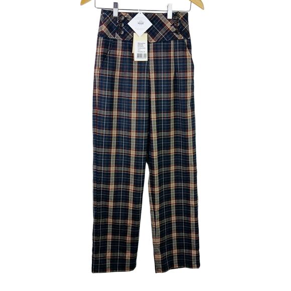 The Korner SZ 2 Bailey Plaid Pants Pockets Side Zip NWT $120 - Picture 2 of 9